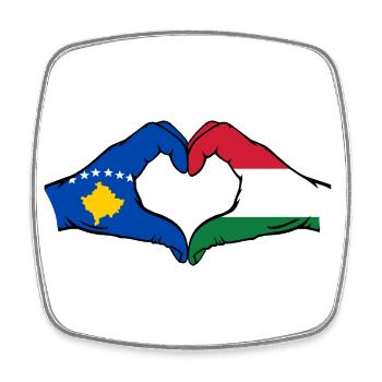 Kosovo Ungarn Flagge Hände Herzform - Viereckiger Kühlschrankmagnet - Weiß - Vorne