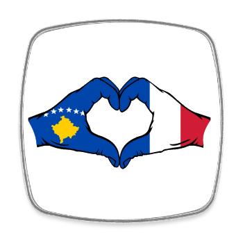 Kosovo Frankreich Flagge Hände Herzform - Viereckiger Kühlschrankmagnet - Weiß - Vorne