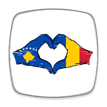 Kosovo Rumänien Flagge Hände Herzform used - Viereckiger Kühlschrankmagnet - Weiß - Vorne