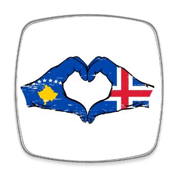 Kosovo Iceland Flag Hands Heart Shape Used - Square fridge magnet - white - Front
