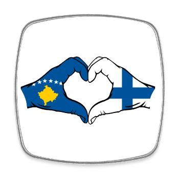 Kosovo Finlande Drapeau Mains Coeur Forme - Magnet carré - blanc - Devant