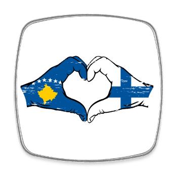 Kosovo Finnland Flagge Hände Herzform used - Viereckiger Kühlschrankmagnet - Weiß - Vorne