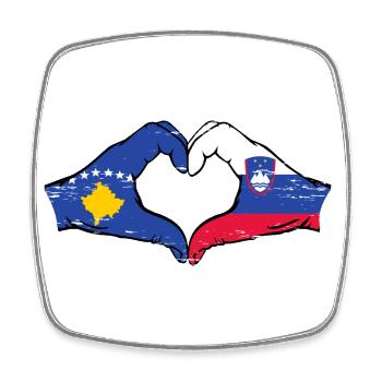 Kosovo Slovénie drapeau mains forme de coeur utilisé - Magnet carré - blanc - Devant