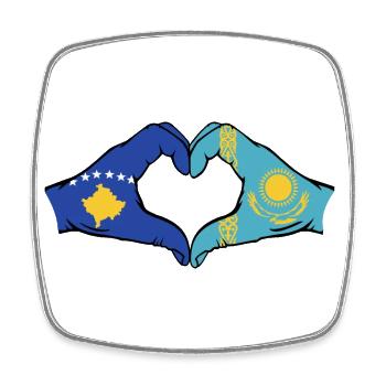 Kosovo Kazakhstan Drapeau Mains Coeur Forme - Magnet carré - blanc - Devant