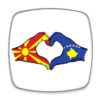 Mazedonien Kosovo Flagge Hände Herzform - Viereckiger Kühlschrankmagnet - Weiß - Vorne
