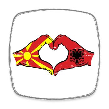 Mazedonien Albanien Flagge Hände Herzform used - Viereckiger Kühlschrankmagnet - Weiß - Vorne