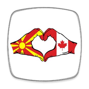 Mazedonien Kanada Flagge Hände Herzform - Viereckiger Kühlschrankmagnet - Weiß - Vorne