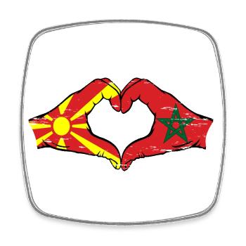 Macédoine Maroc drapeau mains forme de coeur utilisé - Magnet carré - blanc - Devant