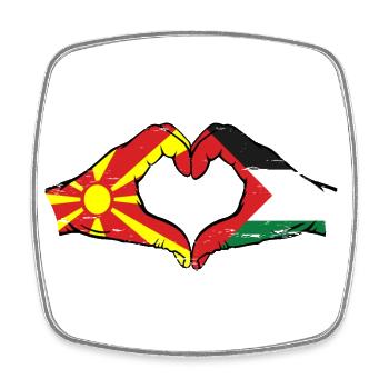 Macédoine Palestine Drapeau Mains Coeur Forme Utilisé - Magnet carré - blanc - Devant