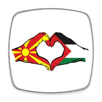 Macedonia Palestine Flag Hands Heart Shape - Square fridge magnet - white - Front