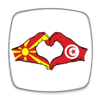 Macédoine Tunisie Drapeau Mains Coeur Forme - Magnet carré - blanc - Devant