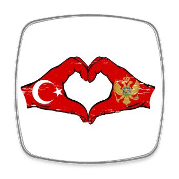 Türkei Montenegro Flagge Hände Herzform used - Viereckiger Kühlschrankmagnet - Weiß - Vorne