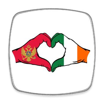 Montenegro Irland Flagge Hände Herzform - Viereckiger Kühlschrankmagnet - Weiß - Vorne