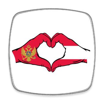 Montenegro Austria Flag Hands Heart Shape - Square fridge magnet - white - Front