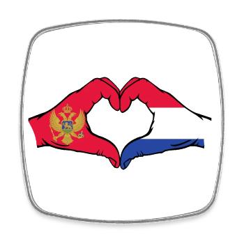 Monténégro Hollande Drapeau Mains Coeur - Magnet carré - blanc - Devant