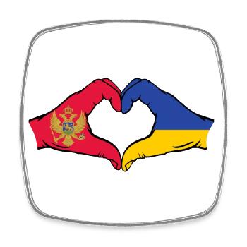 Montenegro Ukraine Flag Hands Heart Shape - Square fridge magnet - white - Front