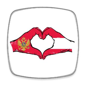 Montenegro Austria flag hands heart shape used - Square fridge magnet - white - Front