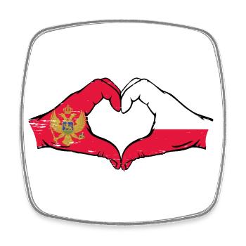Montenegro Polen Flagge Hände Herzform used - Viereckiger Kühlschrankmagnet - Weiß - Vorne