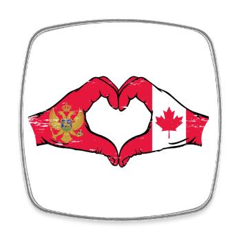Monténégro Canada drapeau mains forme coeur utilisé - Magnet carré - blanc - Devant