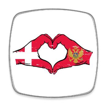 Danemark Monténégro drapeau mains forme coeur utilisé - Magnet carré - blanc - Devant