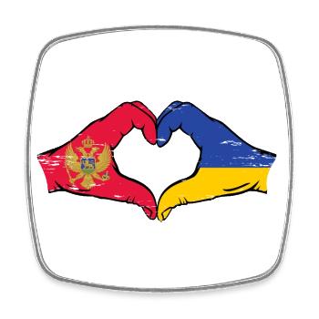 Montenegro Ukraine Flag Hands Heart Shape Used - Square fridge magnet - white - Front