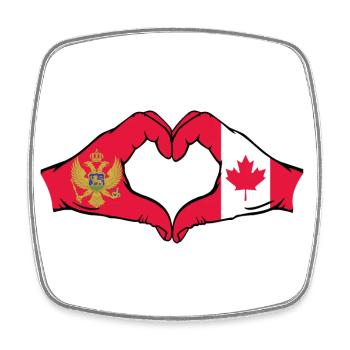 Monténégro Canada Drapeau Mains Forme Coeur - Magnet carré - blanc - Devant