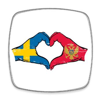 Sweden Montenegro Flag Hands Heart Shape - Square fridge magnet - white - Front