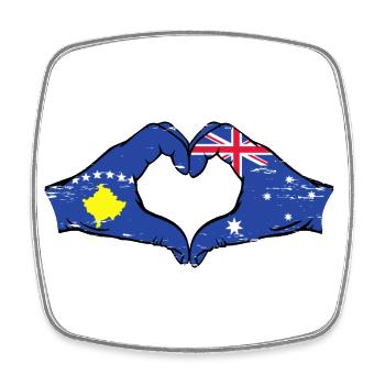 Kosovo Australie drapeau mains forme de coeur utilisé - Magnet carré - blanc - Devant