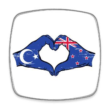 Drapeau ouïghour Nouvelle-Zélande mains forme de coeur utilisé - Magnet carré - blanc - Devant