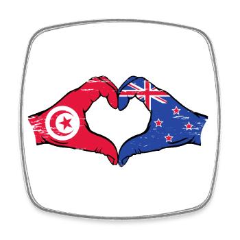 Tunisie Nouvelle-Zélande drapeau mains coeur utilisé - Magnet carré - blanc - Devant