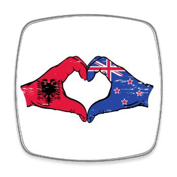 Albanie Nouvelle-Zélande drapeau mains coeur utilisé - Magnet carré - blanc - Devant