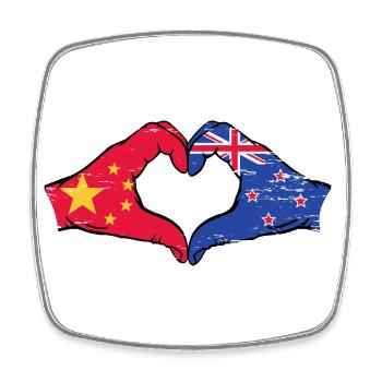 Chine Nouvelle-Zélande drapeau mains forme de coeur utilisé - Magnet carré - blanc - Devant