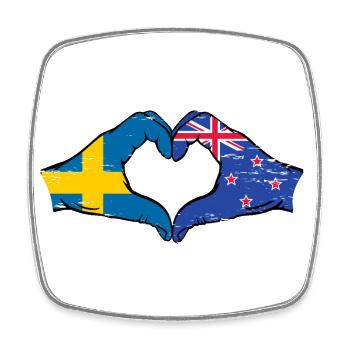 Schweden Neuseeland Flagge Hände Herzform - Viereckiger Kühlschrankmagnet - Weiß - Vorne