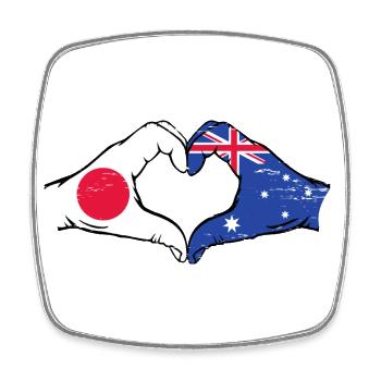 Japan Australia Flag Hands Heart Shape Used - Square fridge magnet - white - Front