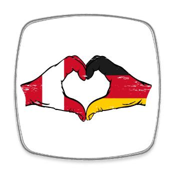 Peru Germany flag hands heart shape used - Square fridge magnet - white - Front