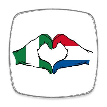 Nigeria Holland Flag Hands Heart Shape - Square fridge magnet - white - Front
