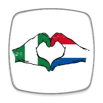 Nigeria Holland Flagge Hände Herzform used - Viereckiger Kühlschrankmagnet - Weiß - Vorne