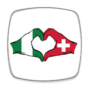 Nigeria Suisse Drapeau Mains Coeur Forme - Magnet carré - blanc - Devant