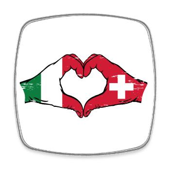 Italie Suisse Drapeau Mains Coeur Forme Utilisé - Magnet carré - blanc - Devant