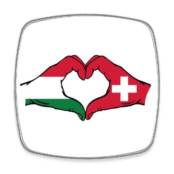 Hongrie Suisse Drapeau Mains Coeur Forme - Magnet carré - blanc - Devant