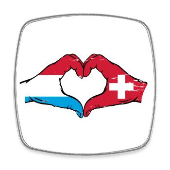 Luxembourg Suisse Drapeau Mains Coeur Forme Utilisé - Magnet carré - blanc - Devant