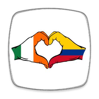 Irland Kolumbien Flagge Hände Herzform - Viereckiger Kühlschrankmagnet - Weiß - Vorne