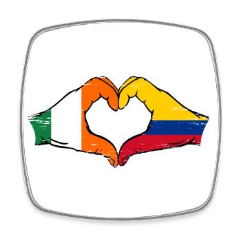 Ireland Colombia Flag Hands Heart Shape Used - Square fridge magnet - white - Front