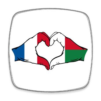 Frankreich Madagaskar Flagge Hände Herzform - Viereckiger Kühlschrankmagnet - Weiß - Vorne