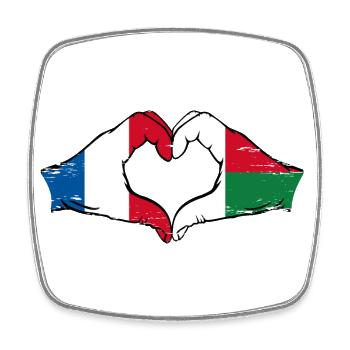 France Madagascar Drapeau Mains Coeur Forme Utilisé - Magnet carré - blanc - Devant