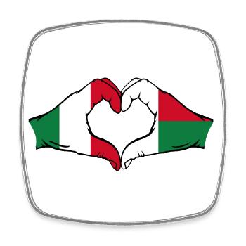 Italien Madagaskar Flagge Hände Herzform - Viereckiger Kühlschrankmagnet - Weiß - Vorne