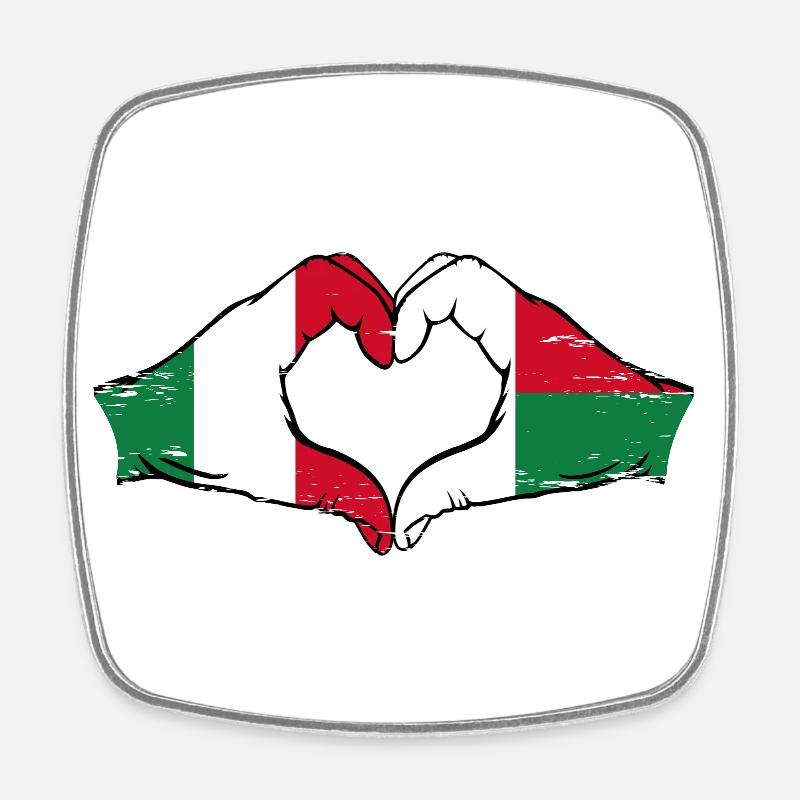 Italie Madagascar Drapeau Mains Coeur Forme Utilisé - Magnet carré - blanc