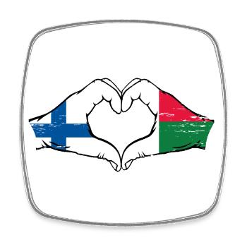 Finnland Madagaskar Flagge Hände Herzform used - Viereckiger Kühlschrankmagnet - Weiß - Vorne