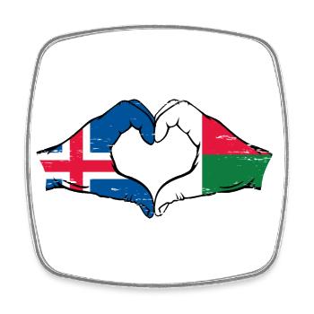 Island Madagaskar Flagge Hände Herzform used - Viereckiger Kühlschrankmagnet - Weiß - Vorne