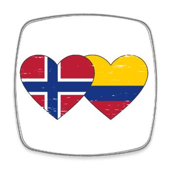 Norvège Colombie Drapeau Coeur Utilisé - Magnet carré - blanc - Devant